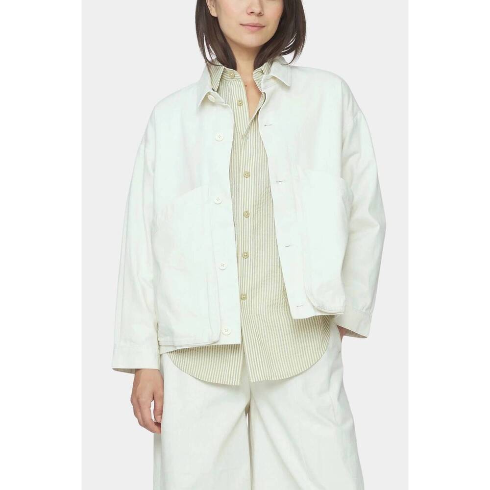 NEW 7115 BY SZEKI signature panel pockets jacket in pearl white